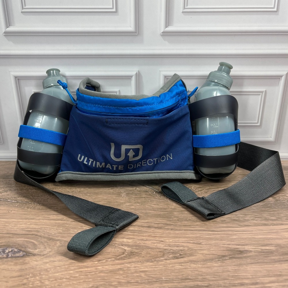 Ultimate Direction Hydration Belt Unisex OS Blue Running Waist Pack 2 Bottles